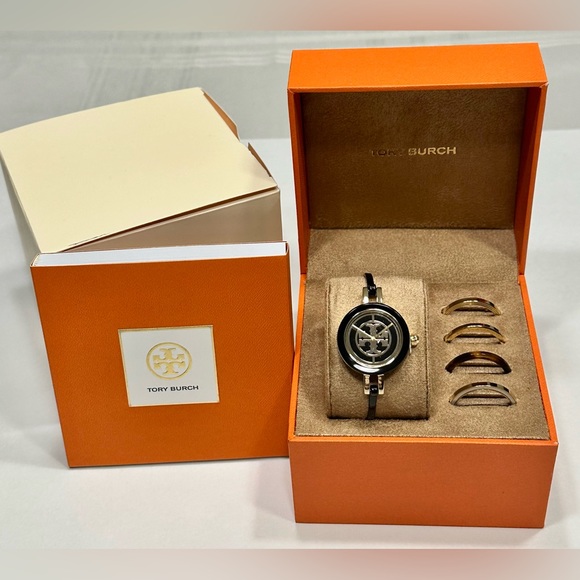 Tory Burch Accessories - NWT TBW4049 TORY BURCH Black-Tone Stainless Steel Bangle Bracelet Watch Gift Set